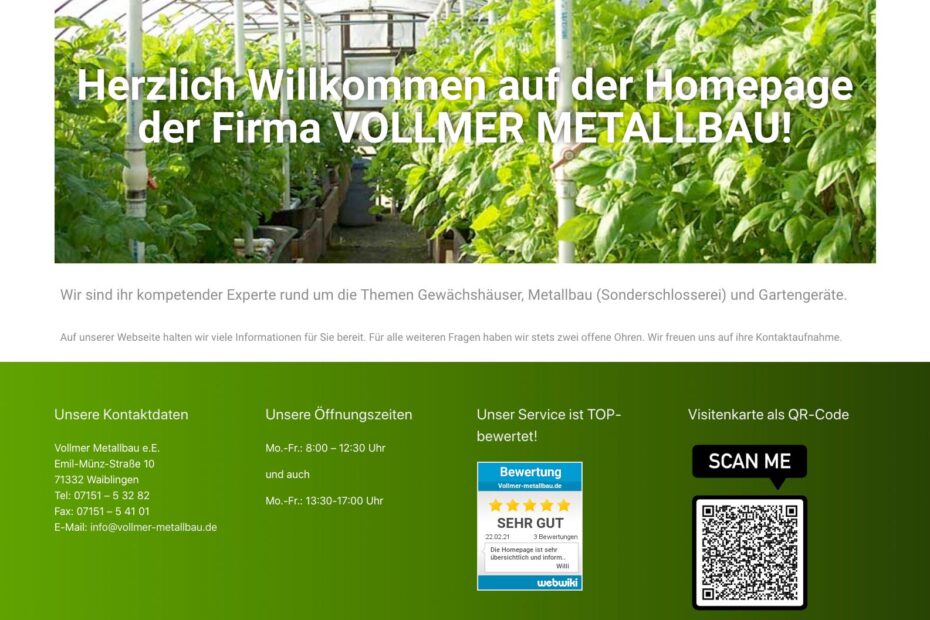 Neue Webseite von Vollmer Metallbau